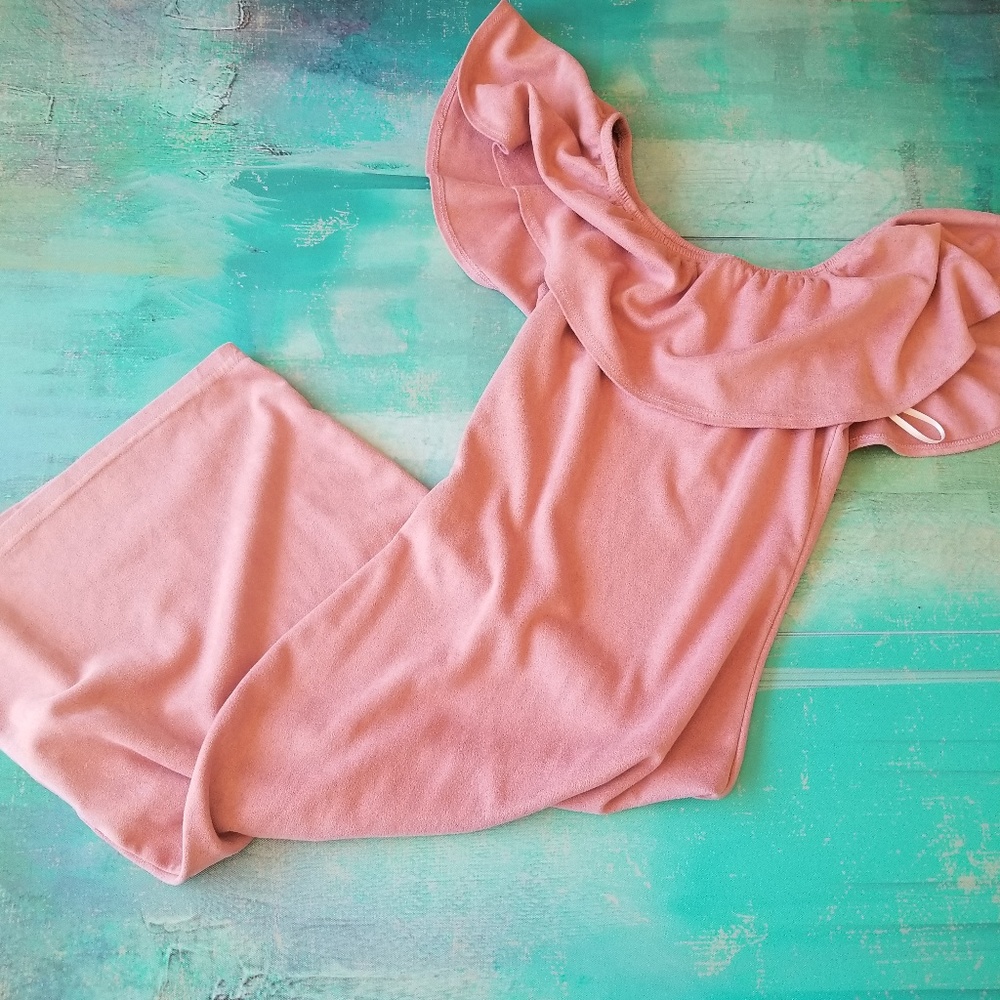 Midi suade pink nude dress off the shoulder size s